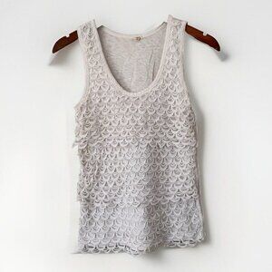 J CREW SCALLOPED LACE SHELL IVORY TIERED CAMISOLE TANK TOP Size XS